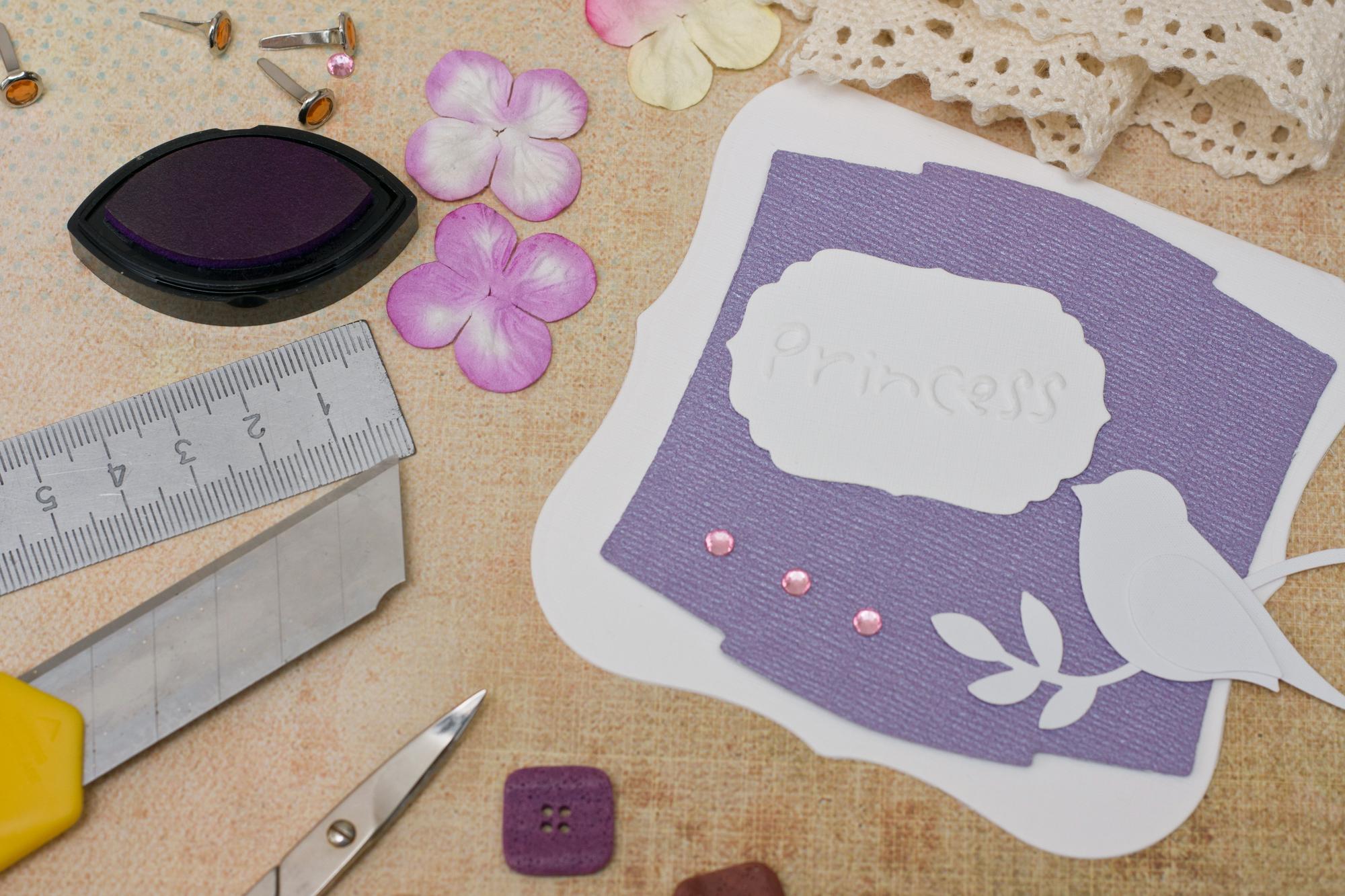 Embroidered patch samples on table